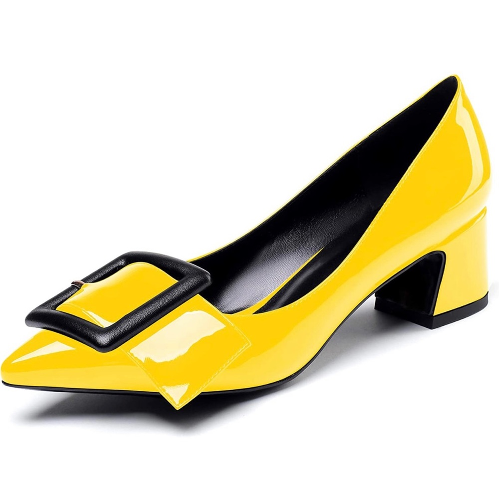 Women's Pointed Toe Pumps Heels 2 Inch Block Middle Heel Chic Pumps